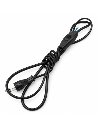 Cable armado 2 metros negro, con interruptor y enchufe