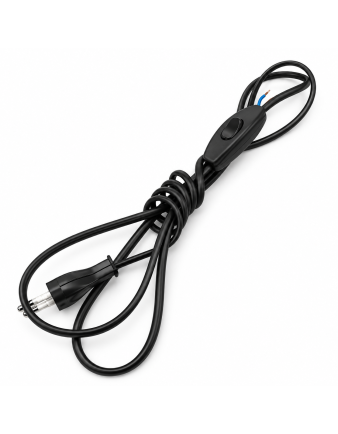 Cable armado 2 metros negro, con interruptor y enchufe