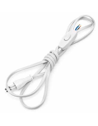 Cable armado 2 metros blanco, con interruptor y enchufe