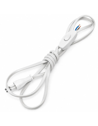 Cable armado 2 metros blanco, con interruptor y enchufe