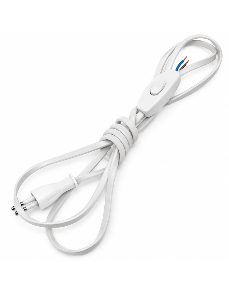 Cable armado 2 metros blanco, con interruptor y enchufe
