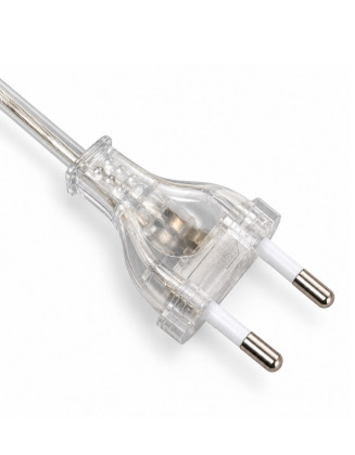 Cable armado 2 metros transparente, con interruptor y enchufe