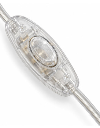 Cable armado 2 metros transparente, con interruptor y enchufe