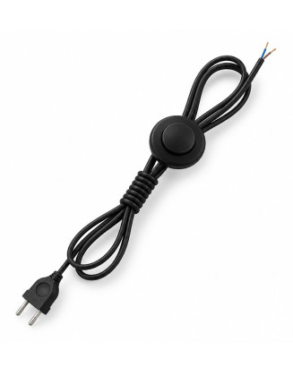 Cable lámpara de pie negro 3,5 m largo, interruptor al piso y enchufe