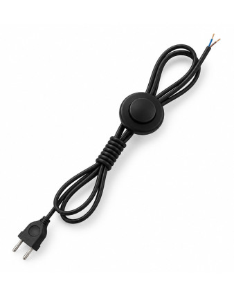 Cable lámpara de pie negro 3,5 m largo, interruptor al piso y enchufe