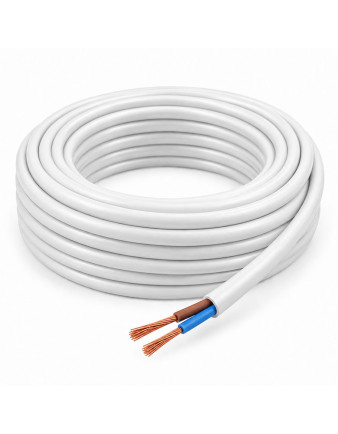 Cable Cordón Redondo Envainado Blanco 9 mm diám, hebras 2x0,75mm Precio por Metro