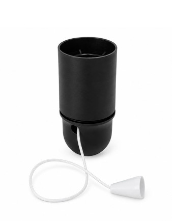 Portalámpara Soquete con Tirante interruptor E27 negro, liso