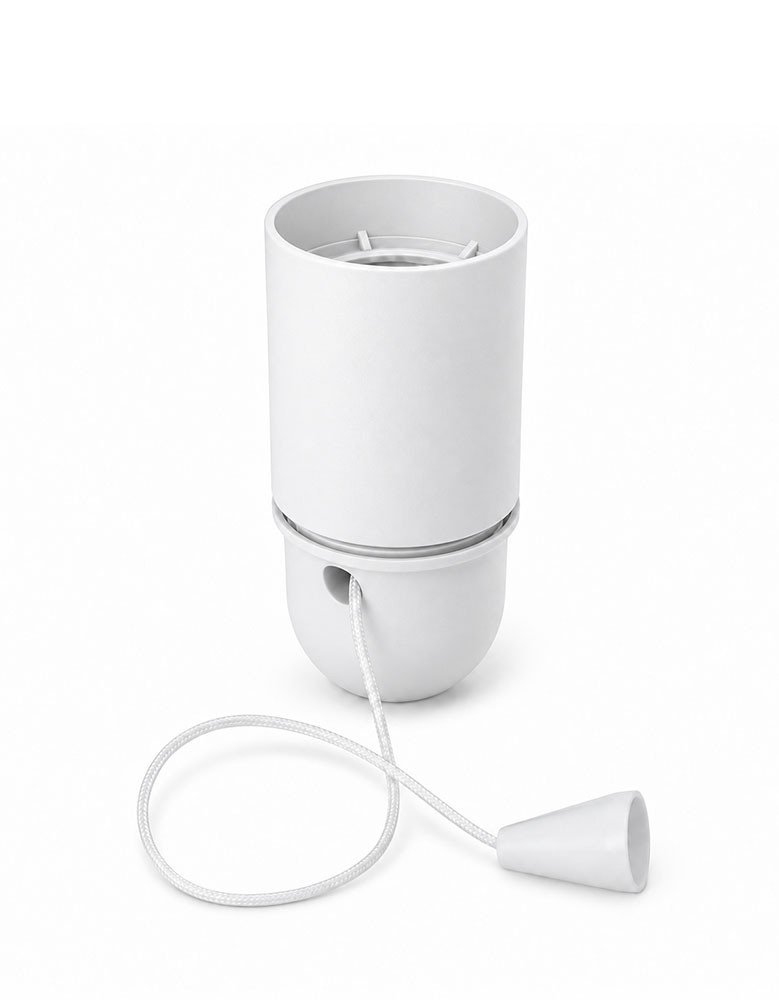 Portalámpara Soquete con Tirante interruptor E27 blanco, liso