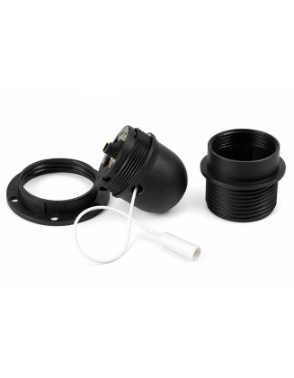 Portalámpara Soquete con Tirante interruptor E27 negro, con anillo