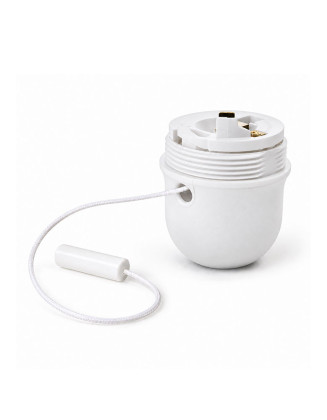 Portalámpara Soquete con Tirante interruptor E27 blanco, con anillo