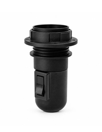 Portalámpara Soquete con Tecla Interruptor E27 negro, con anillo