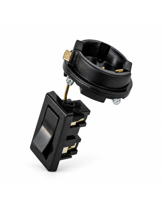 Portalámpara Soquete con Tecla Interruptor E27 negro, con anillo