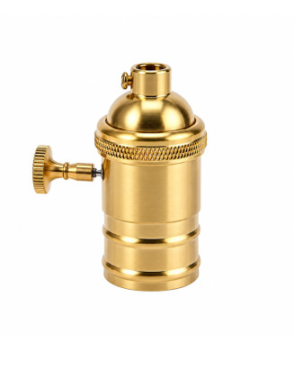 Portalámpara Soquete con Perilla interruptor E27 bronce dorado