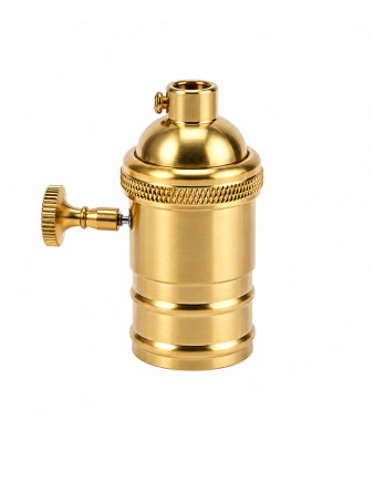 Portalámpara Soquete con Perilla interruptor E27 bronce dorado