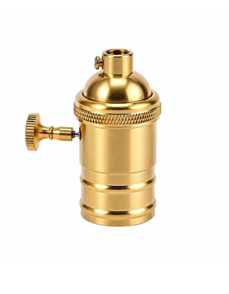 Portalámpara Soquete con Perilla interruptor E27 bronce dorado