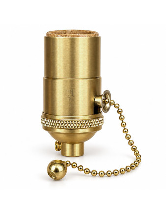 Portalámpara Soquete con Cadena interruptor E27 bronce dorado