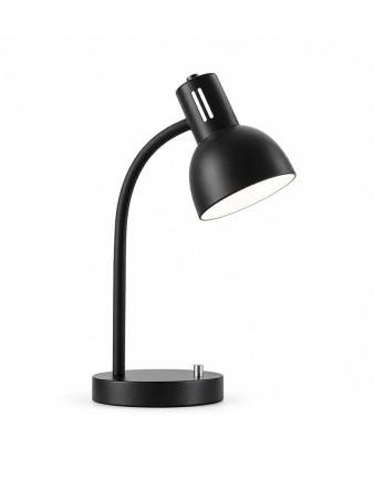 Lámpara Escritorio Base Metal color Negra, flexible, 1 luz E27, Botón de Encendido/Apagado