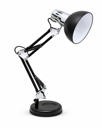 Lámpara Escritorio Cromo Negro, con base, 1 luz E27