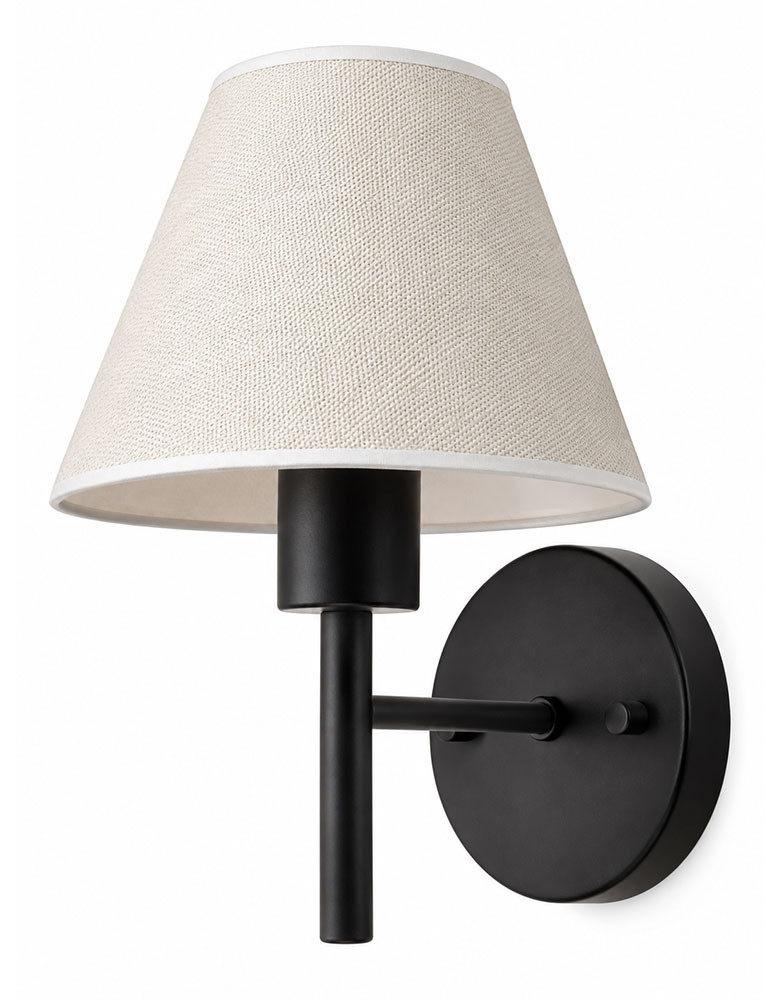 Aplique antorcha negro pantalla lino