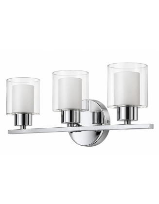 Aplique cromado G9 con doble pantalla vidrio 3 luces
