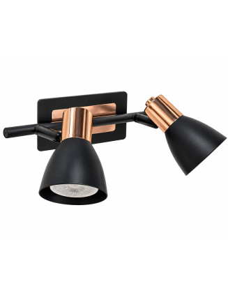 Foco negro con cobre 2 Luz GU10