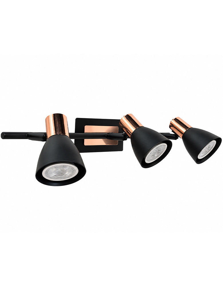 Foco negro con cobre 3 Luz GU10
