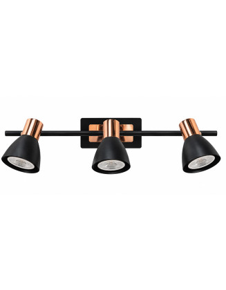 Foco negro con cobre 3 Luz GU10