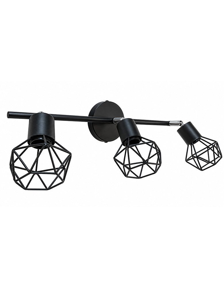 Foco vintage negro geometrico 3 luces E27