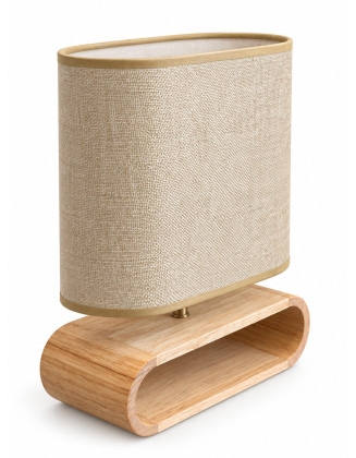 Lampara de velador de madera natural ovalada