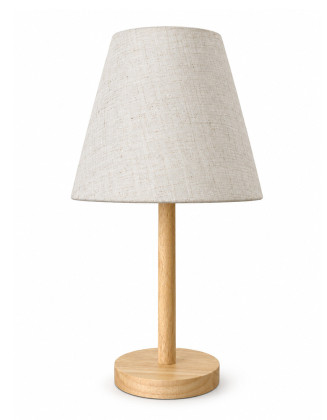Lámpara de velador madera natural pantalla conica