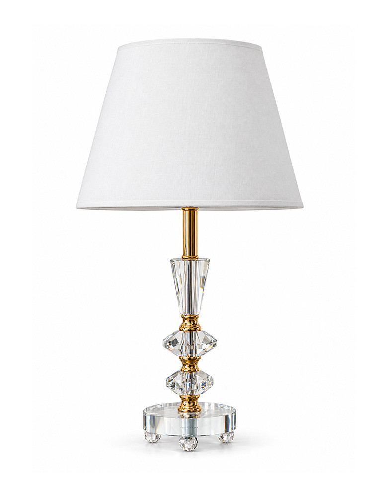 Lámpara de velador de cristal con detalles en dorado