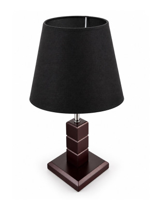Lámpara de velador caoba 3 cubos pantalla negra