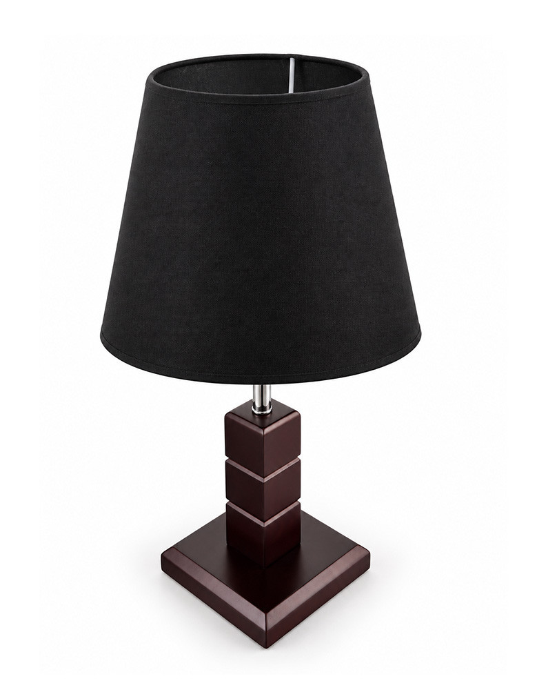 Lámpara de velador caoba 3 cubos pantalla negra